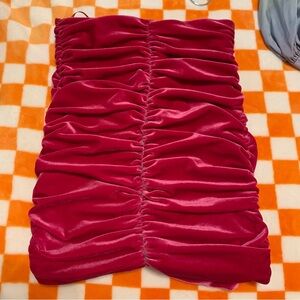 Zara Pink Velvet rouched strapless top back zip new never worn XS